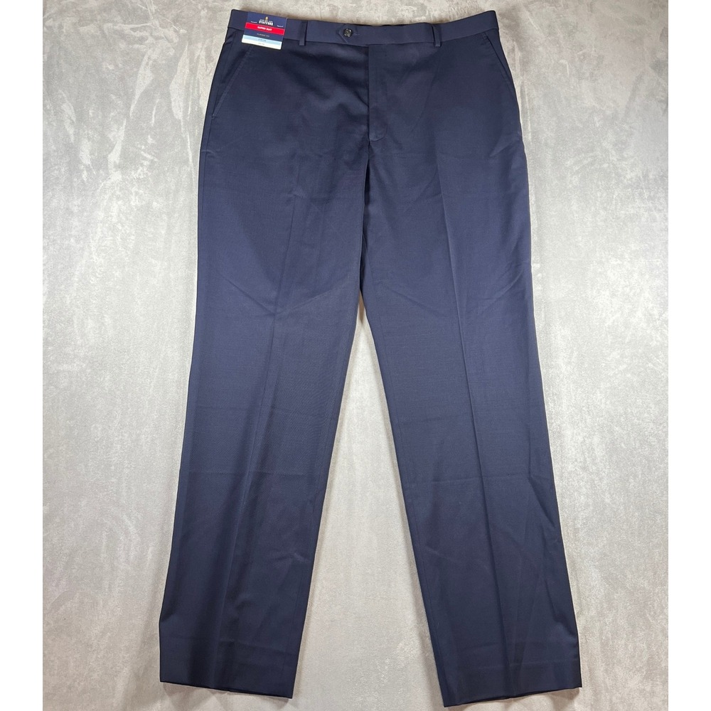 NWT Stafford Super Suit Mens‎ 38x34 Navy Blue Classic Fit Stretch Dress Pants